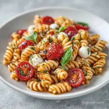 Basil Mozzarella Pasta Salad in 25 Min Recipe Card