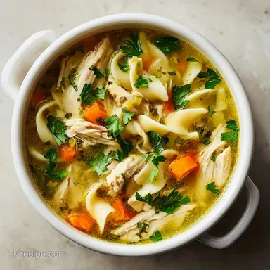 Chicken Noodle Soup Stock for the Soul with Fresh Herbs