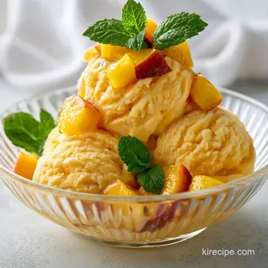 Peach Ice Cream with Fresh Peaches Recipe Card