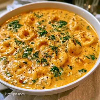 Creamy Spinach Tortellini Soup One-Pot Recipe Card