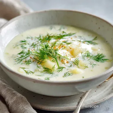 Kulajda: Czech Potato Soup Recipe with Dill Recipe Card