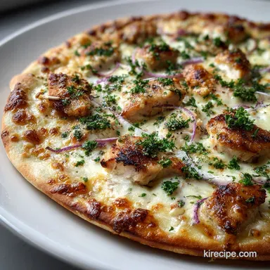 Gourmet Pizza Quattro Formaggi Chicken Garlic: Crispy Baked Recipe Card