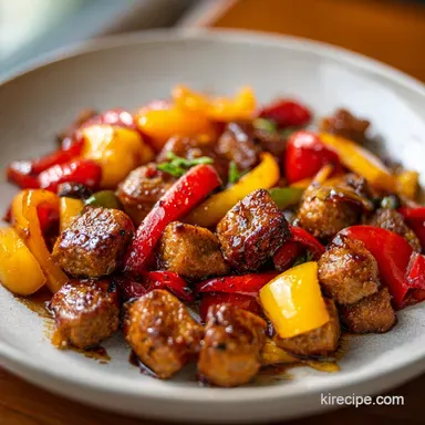 Ground Sausage Recipe for Dinner with Peppers Recipe Card