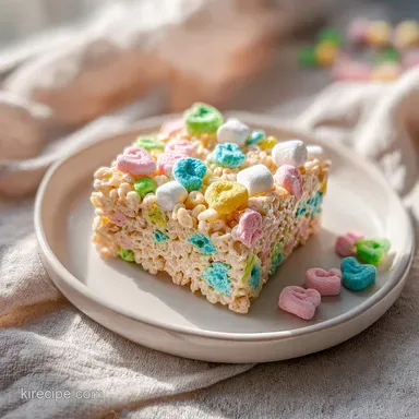 Lucky Charms Rice Crispy Treat with Extra Marshmallows for 15 Recipe Card