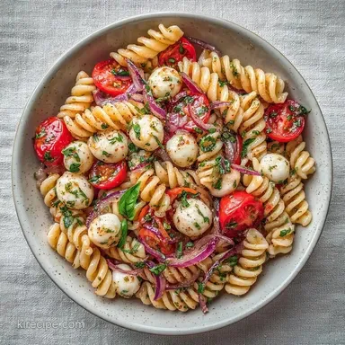 Mozzarella Ball Pasta Salad for 6 Servings Recipe Card
