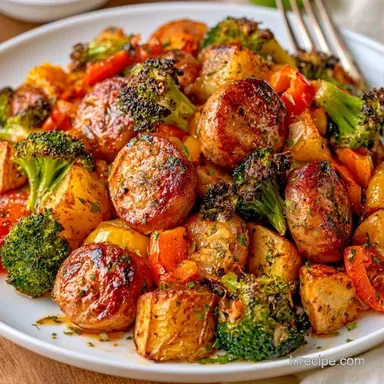 Sheet Pan Sausage and Veggies: Roasted Recipe Card