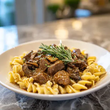 Easy Beef Stroganoff Slow Cooker Recipe with Rosemary Recipe Card