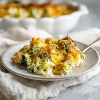 Broccoli Casserole for 8 Servings with Savory Ritz Cracker Crust Recipe Card