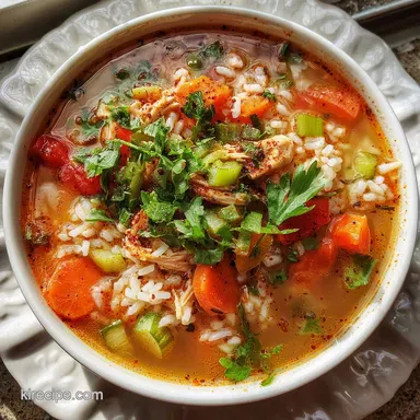 Hot Spicy Chicken Soup with Rice in 40 Min Recipe Card