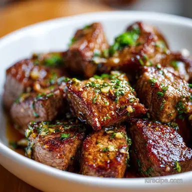 Steak Bites with Garlic in 15 Minutes Recipe Card