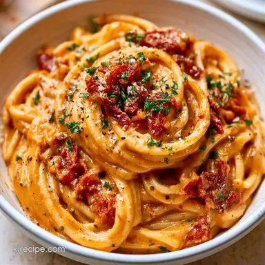 Creamy SunDried Tomato Pasta Sauce Recipe Card
