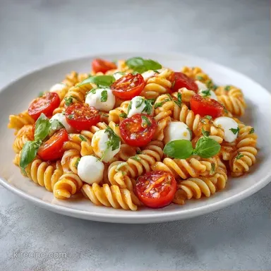 Tomato Mozzarella Pasta Salad in 22 Min Recipe Card