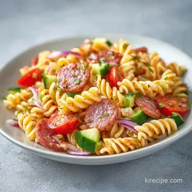 Zesty Italian Pasta Salad for 10 Servings Recipe Card
