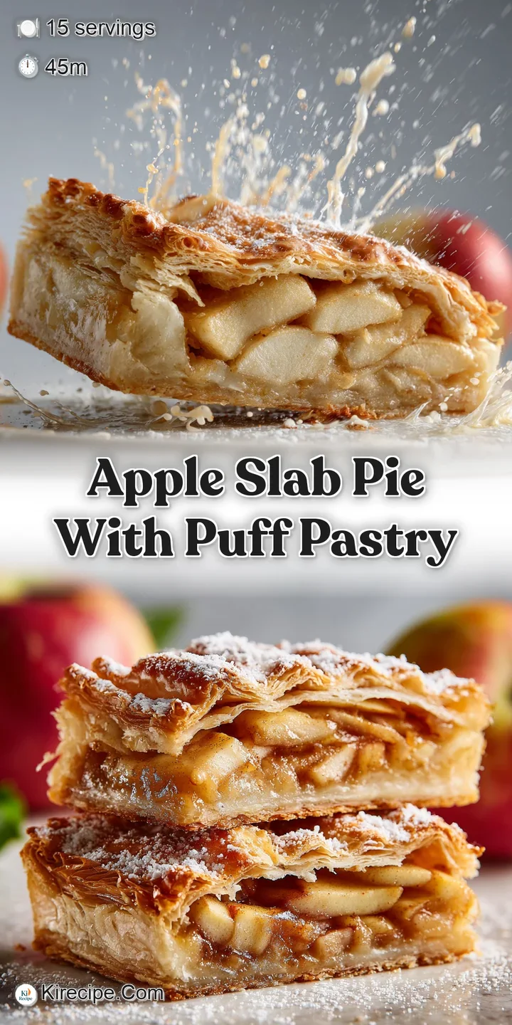 Close-up of glistening, baked apples nestled in a flaky puff pastry crust, showcasing the pie's inviting golden-brown hue.