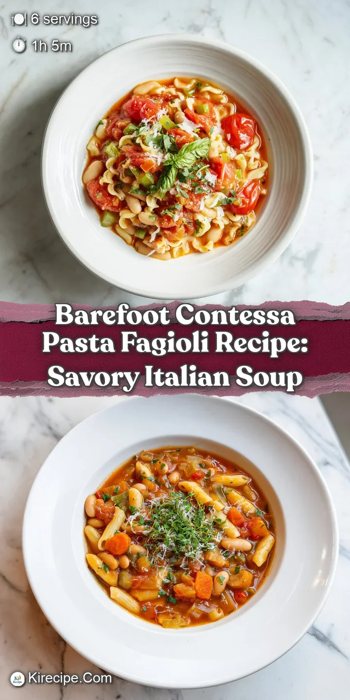 Appetizing close-up of pasta fagioli, showcasing the rich, chunky texture and colorful mix of pasta, beans, and vegetables...