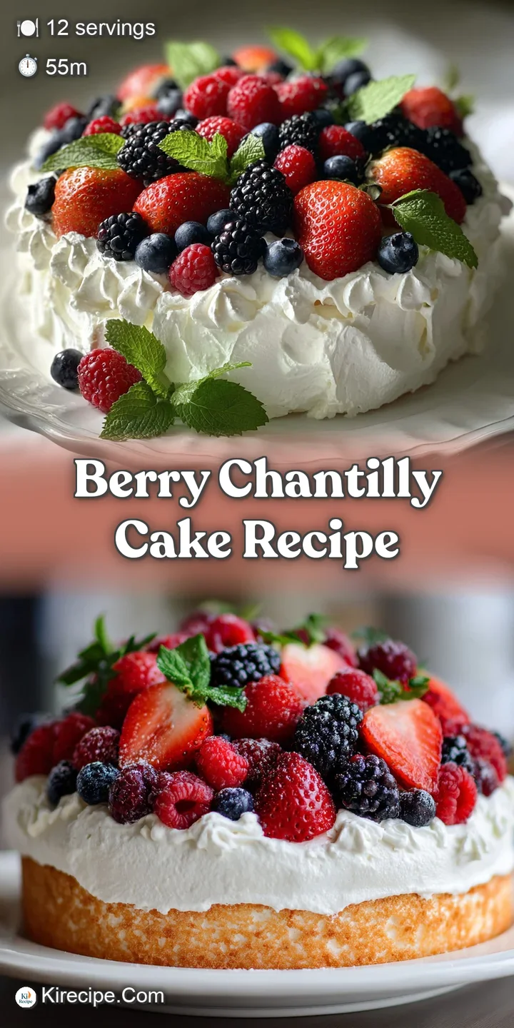Close-up showcasing the creamy mascarpone frosting and juicy, vibrant mixed berries piled high on a slice of cake.