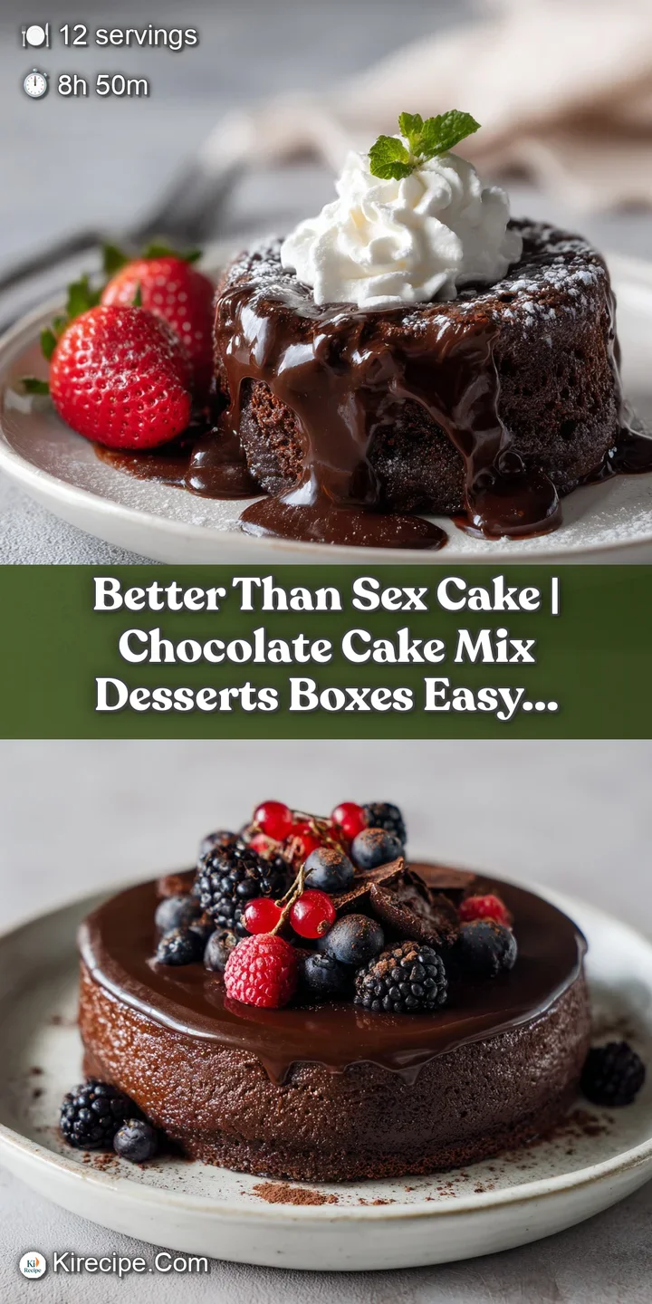 Close-up of moist chocolate cake layers oozing with caramel sauce and topped with fluffy frosting.