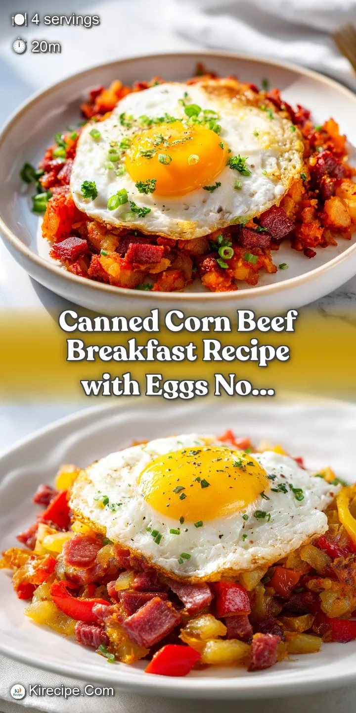 Close-up shot of glistening, savory corned beef, nestled amongst soft scrambled eggs with flecks of herbs.