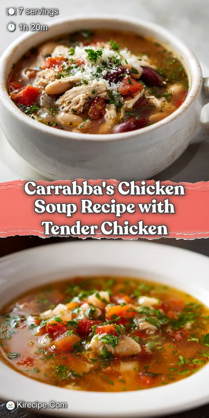 Close-up of simmering chicken soup, showing tender chicken pieces, vibrant diced vegetables, and glistening broth, invitin...