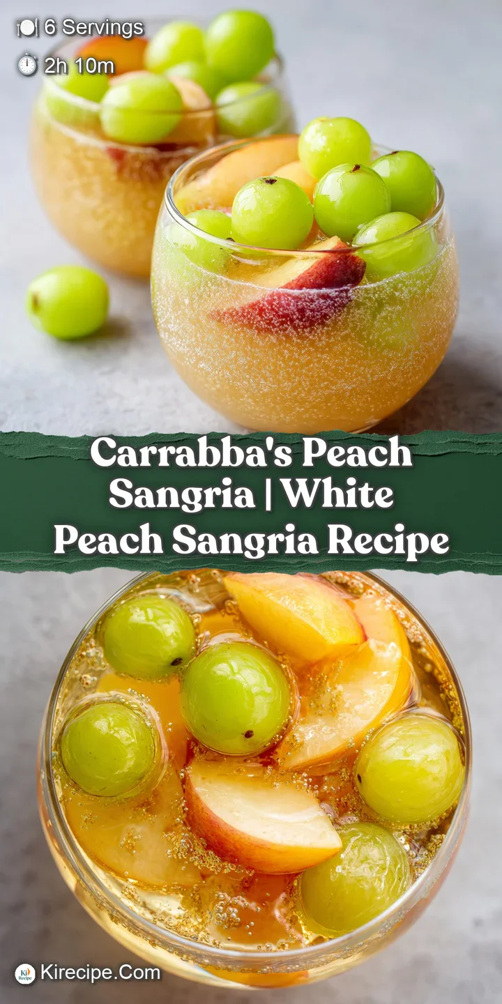 Macro shot of sparkling golden liquid with condensation, floating fresh peach slices, and clear ice cubes.