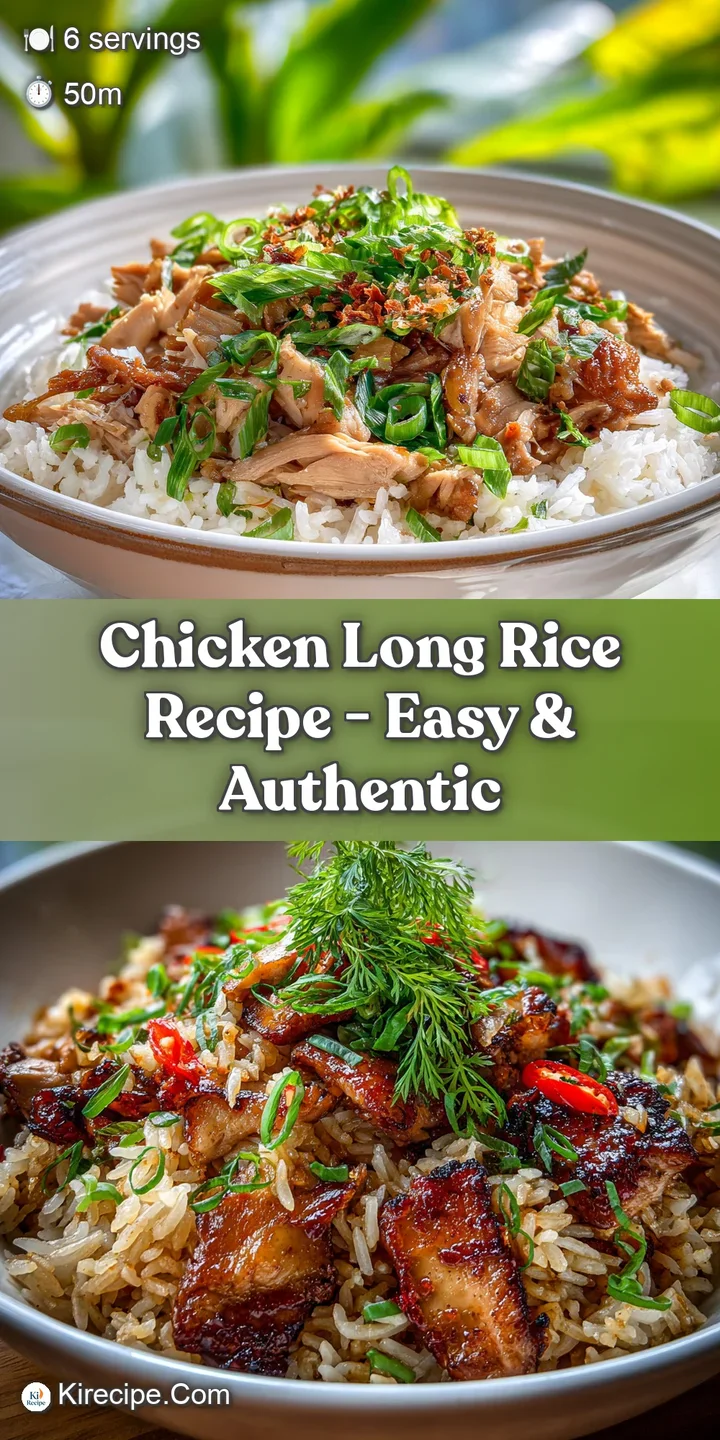 Close-up of juicy shredded chicken intertwined with delicate glass noodles in savory broth. A sprinkle of fresh green onions.