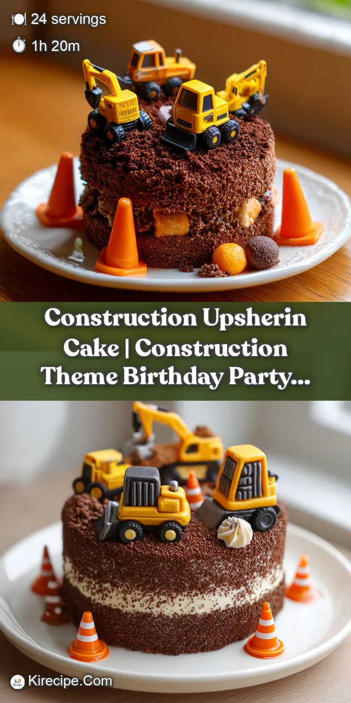 Close-up of smooth yellow frosting and textured cocoa crumble with a tiny toy bulldozer pushing chocolate soil.