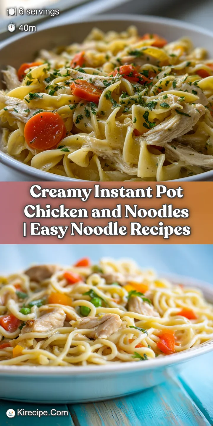 Close-up of tender, shredded chicken pieces nestled amongst soft egg noodles in a rich, savory sauce.