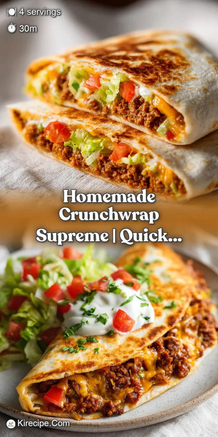 Close-up of a perfectly grilled Crunchwrap Supreme, its golden shell slightly cracked to show fillings.