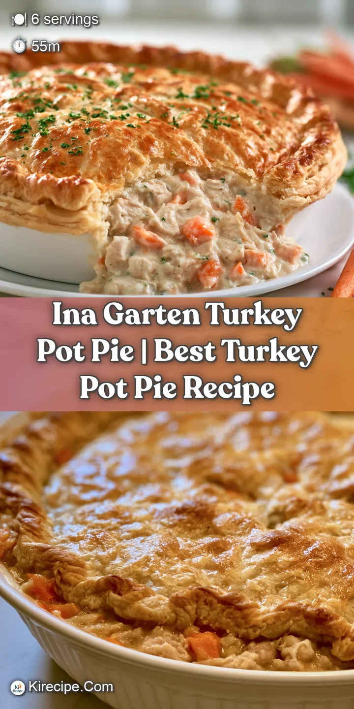 Close-up of steaming, creamy turkey and root vegetables peeking through a buttery, golden-brown pastry crust.