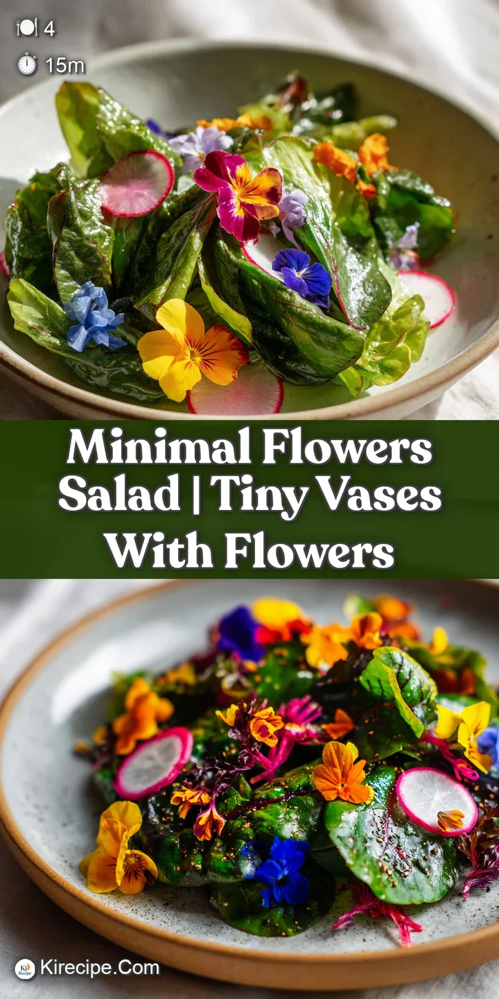 Close-up of dew-kissed edible flowers and tender microgreens coated in a translucent, zesty lemon oil dressing.