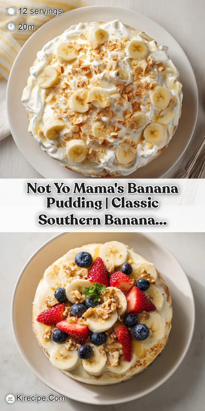 Close-up of rich, layered banana pudding with visible banana slices and a golden meringue topping.