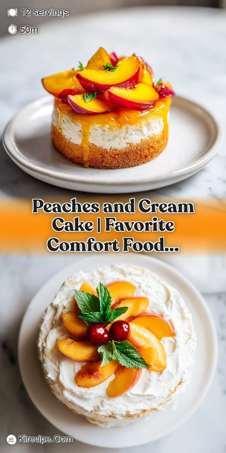 Close-up of tender, caramelized peach halves nestled on a soft, white vanilla cake layer.