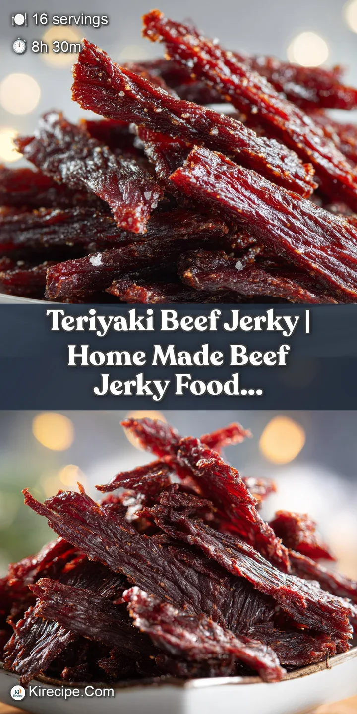 Macro shot of a glistening, dark brown meat strip showing a fibrous texture and a sticky, sweet soy-based glaze.