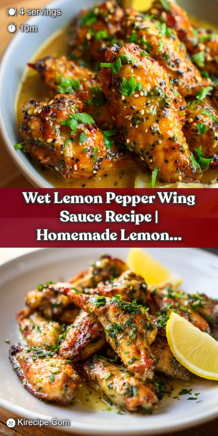 Close-up of tender, crispy chicken wings coated in a rich, yellow lemon pepper sauce, glistening.