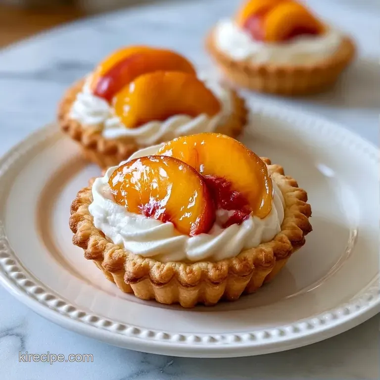 Flaky pastry tartlets on a white ceramic plate, garnished with fresh mint leaves and a drizzle of honey glaze.