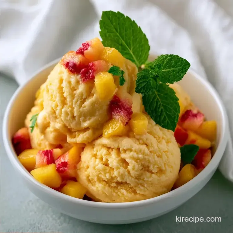 Homemade Peach Ice Cream with Fresh Peaches