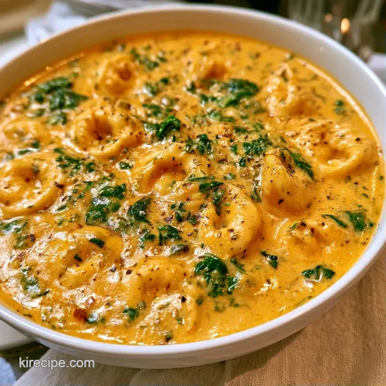 A white ceramic bowl filled with velvety cream soup, folded spinach, and golden pasta topped with grated parmesan.
