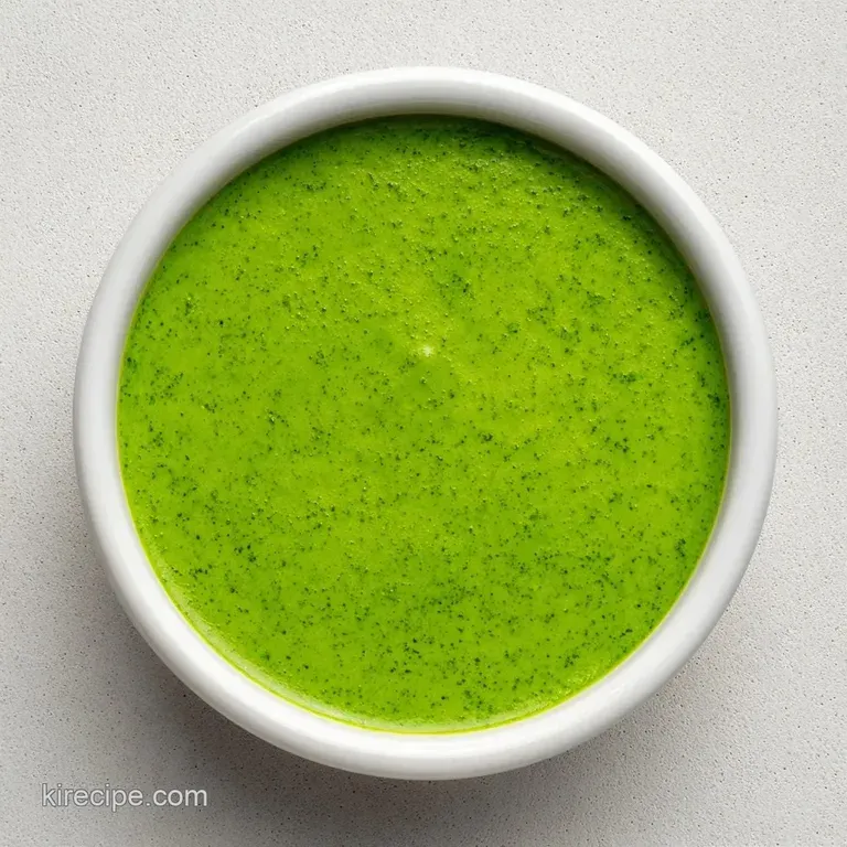 A sleek glass pitcher of vibrant emerald sauce beside a rustic bowl of crisp greens and fresh basil leaves.