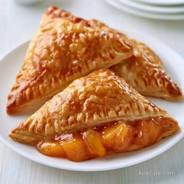 A neat stack of warm, golden pastries drizzled with clear glaze and garnished with fresh green mint leaves.