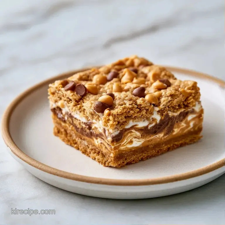 Stack of buttery toasted dessert bars with dark chocolate morsels served on a white ceramic plate with a linen napkin.