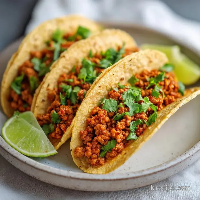 Three vibrant tacos on a white platter served with bowls of creamy guacamole and zesty fresh lime wedges.