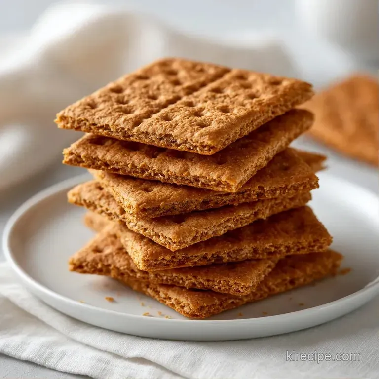 A neat stack of honey-colored square crackers resting on a linen napkin with a small bowl of cinnamon sugar nearby.