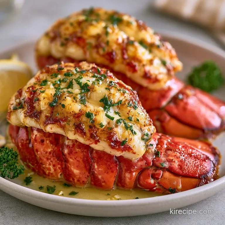 Perfectly cooked lobster meat in a vibrant red shell, served with warm butter on an elegant white ceramic platter.