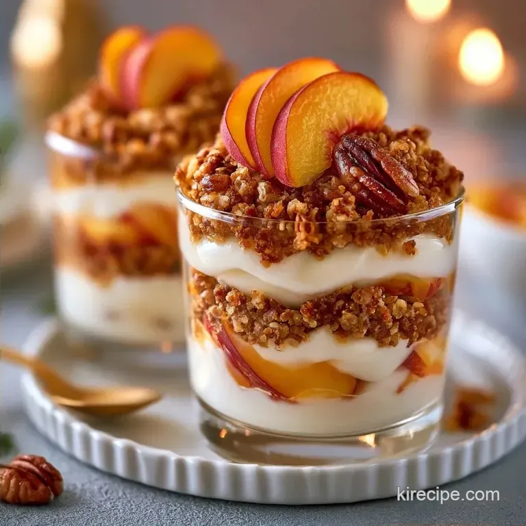 No Bake Peach Dessert Cups with Pecans