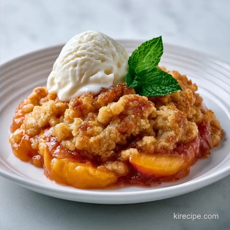 Old Fashioned Peach Crisp with Ice Cream