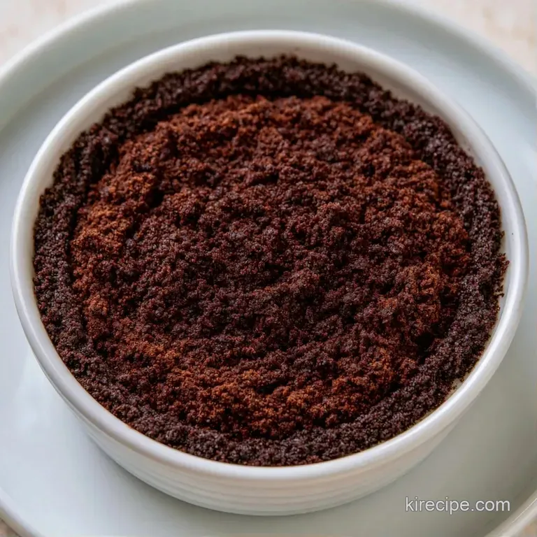 Dark chocolate crumb crust layered in a glass tart pan, resting on a white marble surface with a linen napkin.