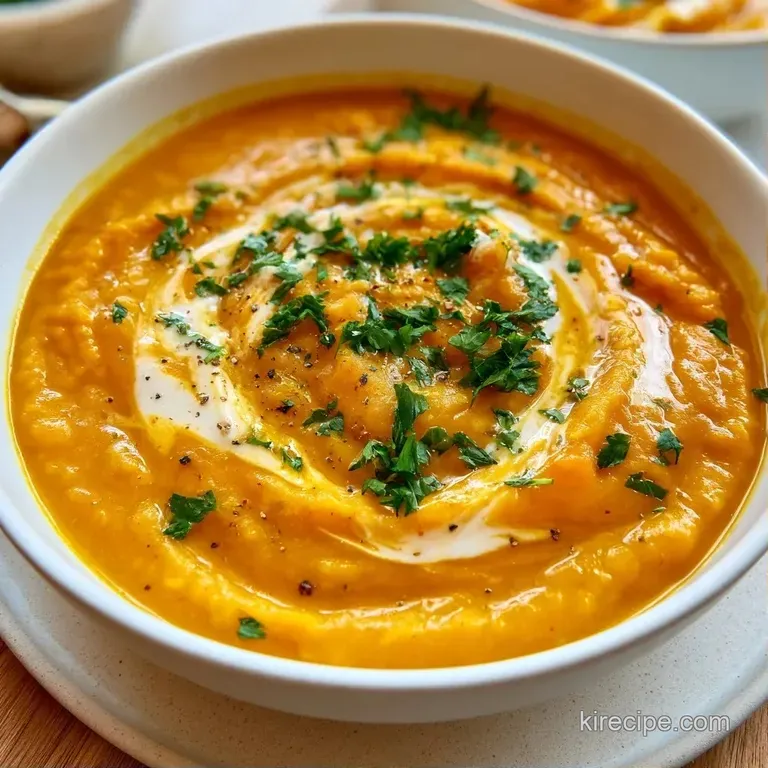 Vibrant orange puree in a ceramic bowl beside toasted sourdough bread and a fresh lemon wedge on a linen cloth.