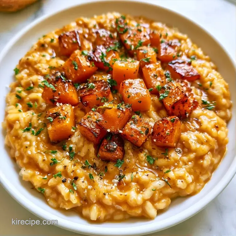 A drizzle of brown butter over a swirl of orange rice, garnished with a single crisp sage leaf on a dark plate.