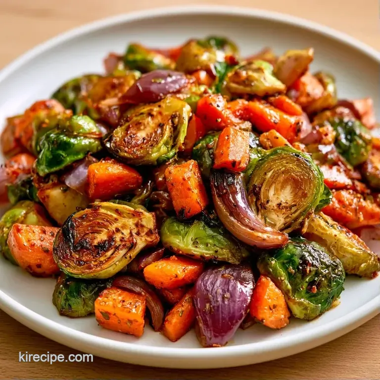 A vibrant heap of roasted rainbow carrots and broccoli on a white ceramic plate, topped with fresh parsley.