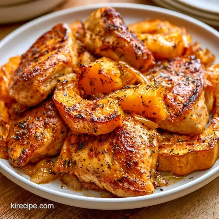 A roasted orange squash bowl filled with tender meat, garnished with fresh parsley on a minimalist gray plate.